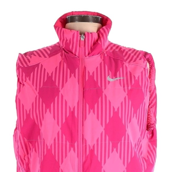 Nike Golf Thermal Vest XL NWT Pink Plaid Argyle Mock Neck Barbie Sport Athletic - Picture 3 of 12
